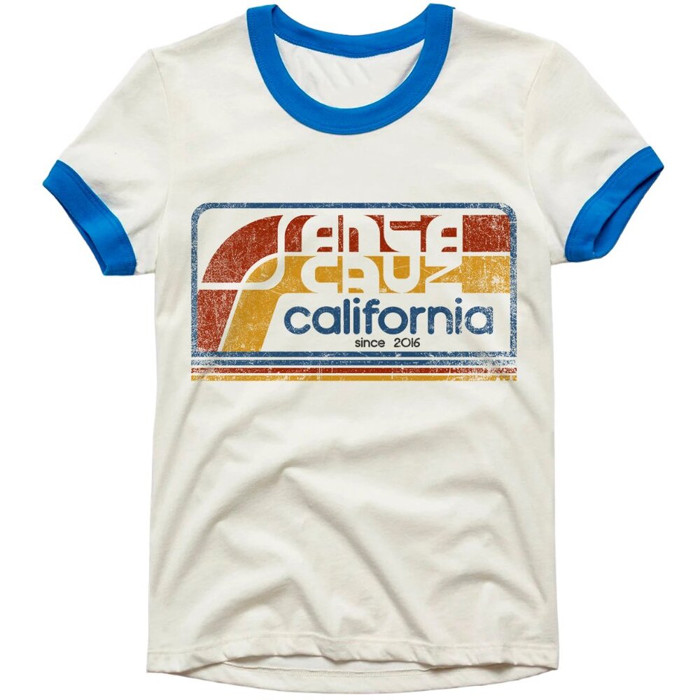 Ringer T Shirt Unisex California Santa Cruz Retro T Shirt Womens Mens Vintage